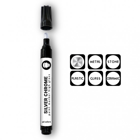 Silver Chrome Paint Marker - High Gloss Mirror Effect for Smooth Surfaces