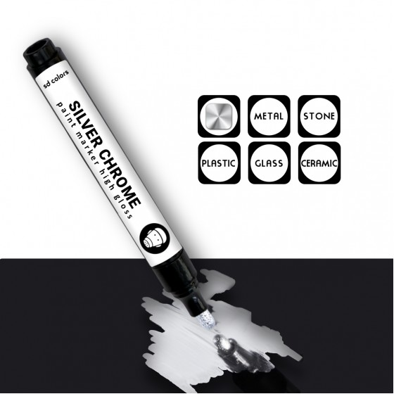 Silver Chrome Paint Marker - High Gloss Mirror Effect for Smooth Surfaces