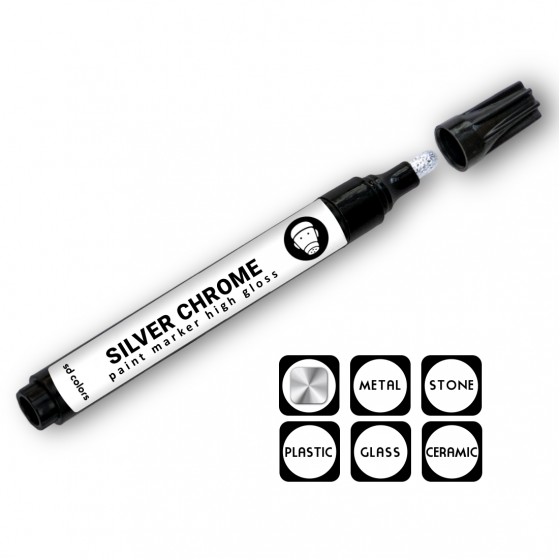 Silver Chrome Paint Marker - High Gloss Mirror Effect for Smooth Surfaces