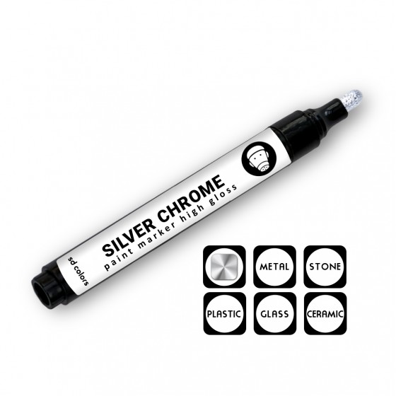Silver Chrome Paint Marker - High Gloss Mirror Effect for Smooth Surfaces